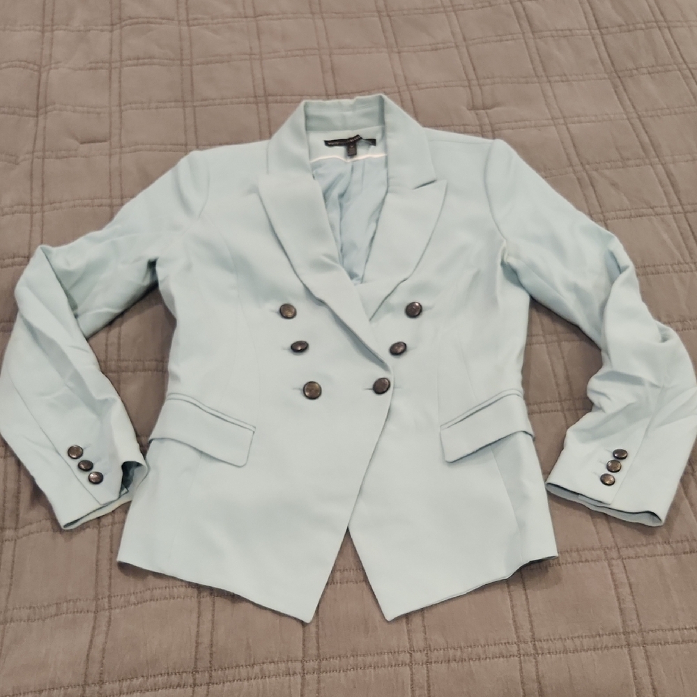 White House Black Market Tiffany Blue Double-Breasted Blazer Size 8!